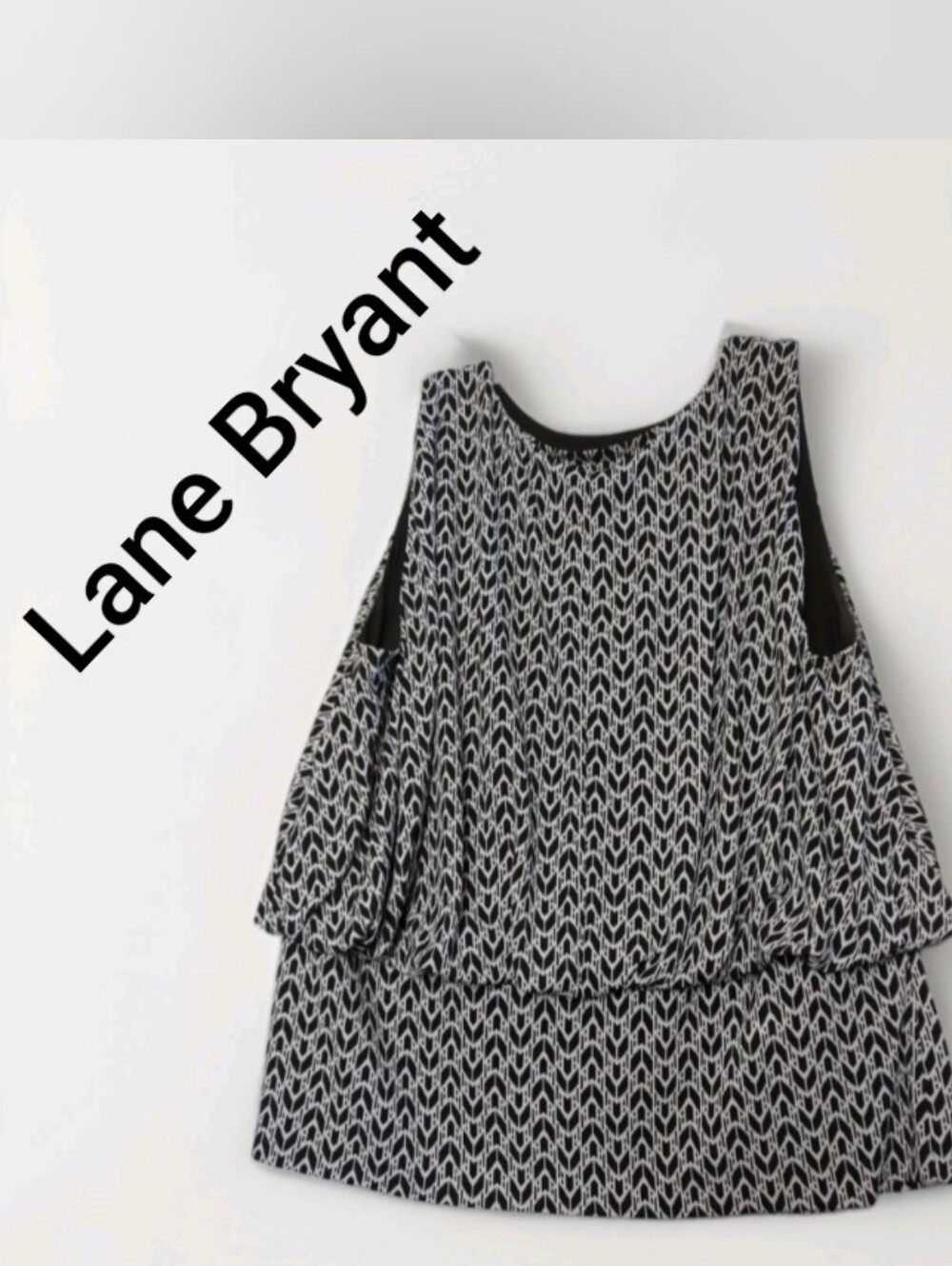 Lane Bryant black geometric sleeveless lined pullover blouse *Sz 18/20 No Flaws
